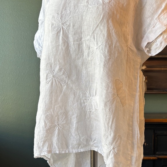Gorgeous White Italian Linen Embroidered Top - Picture 5 of 14